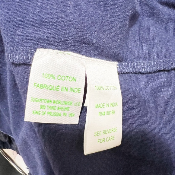 Lilly Pulitzer Linzy Cotton Stretch VNeck Tassel Fringe Tee Shirt True Navy Blue - Picture 3 of 4